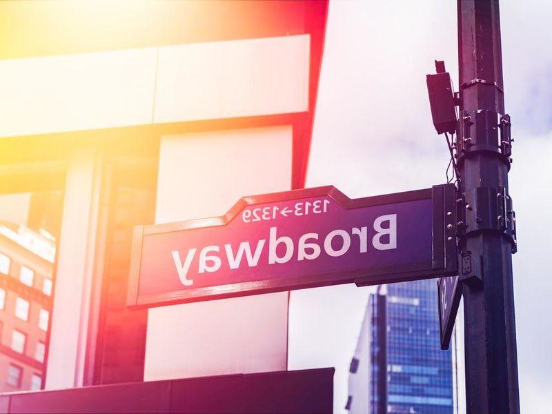 A sign in New York City reading Broadway